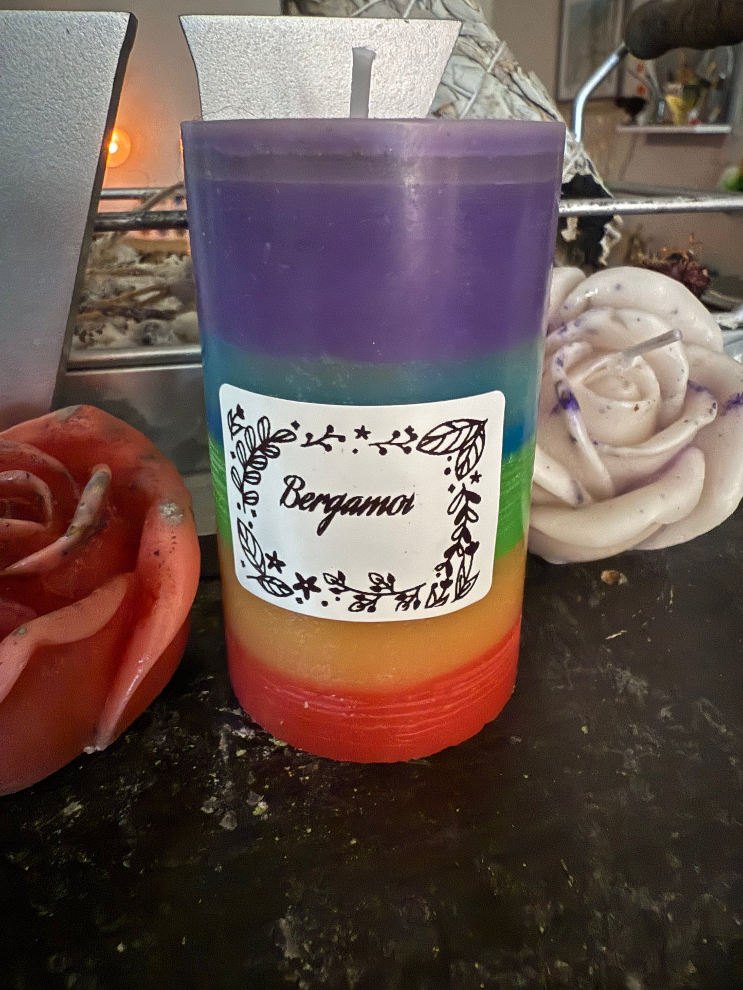 Rainbow pillar candle set (2)