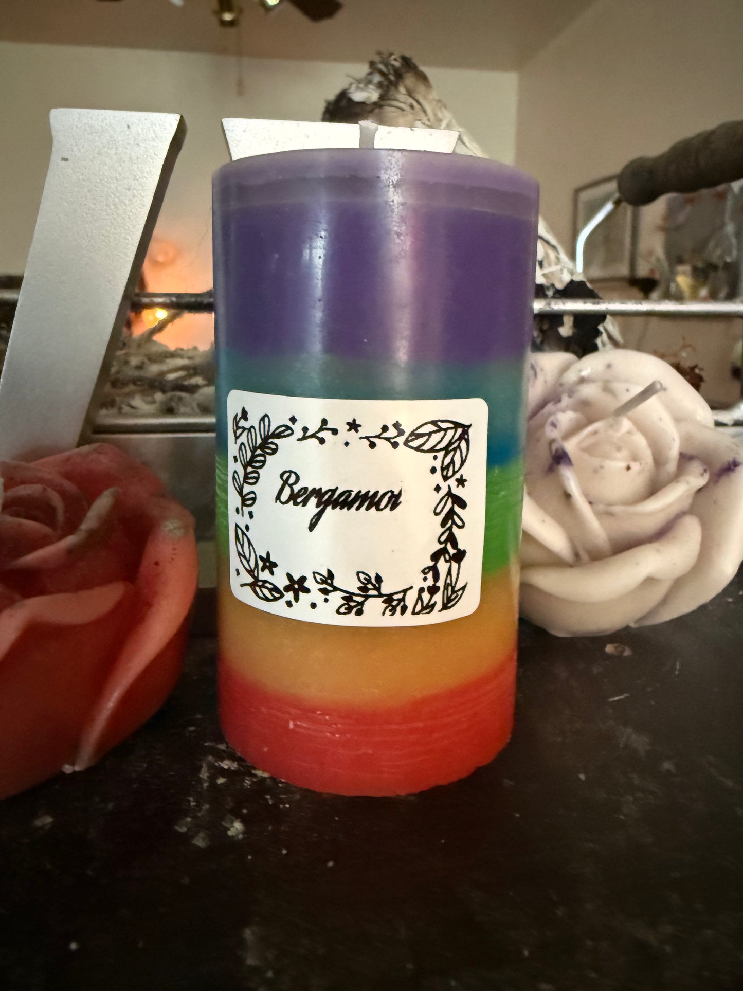 Rainbow pillar candle set (2)
